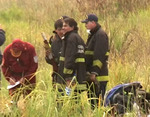 22/04/2008: El fuego recobr� fuerza en Entre R�os, aunque est� controlada la mayor�a de los focos del incendio.  Los bomberos locales en plena isla a punto de comenzar su labor.      Una cuadrilla de bomberos de Campana trabajo intensamente el domingo en el combate de uno de los focos 
